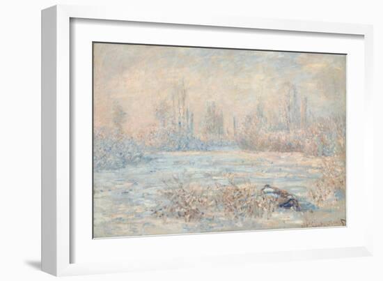 Le Givre (View of Vetheuil in Winter, Val-D'Oise, Ile-De-France)-Claude Monet-Framed Giclee Print