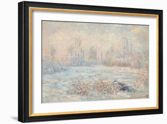 Le Givre (View of Vetheuil in Winter, Val-D'Oise, Ile-De-France)-Claude Monet-Framed Giclee Print