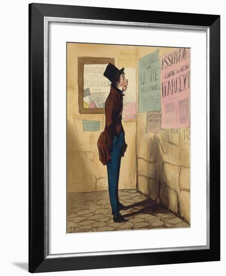 Le Gobe-Mouches by Honore Daumier, Caricature-null-Framed Giclee Print
