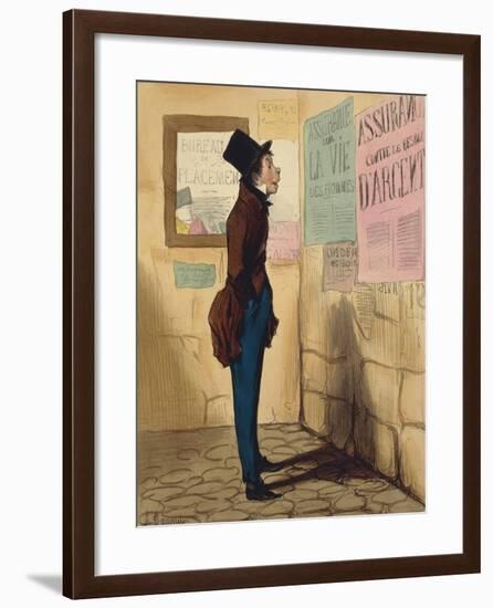 Le Gobe-Mouches by Honore Daumier, Caricature-null-Framed Giclee Print
