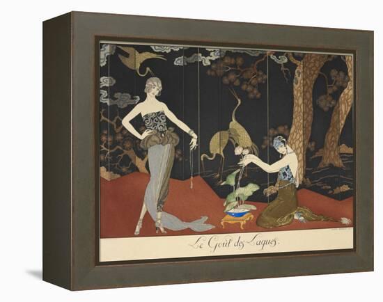 Le gout des laques Taste of lacquers Two women in front of a lacquered screen-Georges Barbier-Framed Premier Image Canvas