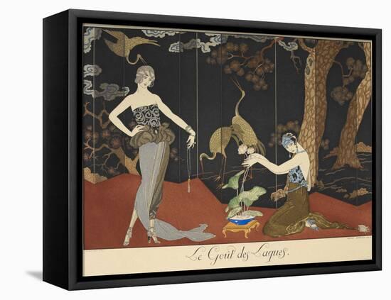 Le gout des laques Taste of lacquers Two women in front of a lacquered screen-Georges Barbier-Framed Premier Image Canvas