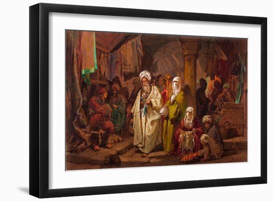 Le Grand Bazar (Souk, Marche Oriental) - the Grand Bazaar - by Amedeo Preziosi (1816-1882) Watercol-Amadeo Preziosi-Framed Giclee Print
