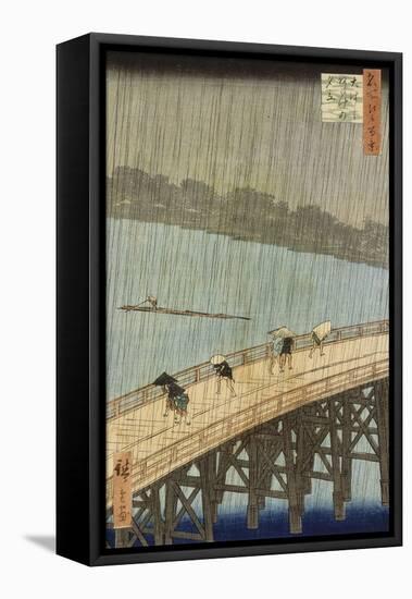 Le grand pont : averse soudaine à Ataké-Ando Hiroshige-Framed Premier Image Canvas