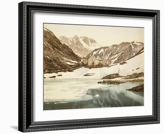 Le Grand Saint-Bernard, le lac et les hospices : paysage de montagne-null-Framed Giclee Print