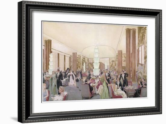 Le Grand Salon of the Luxurious French Liner Ss Normandie-null-Framed Art Print
