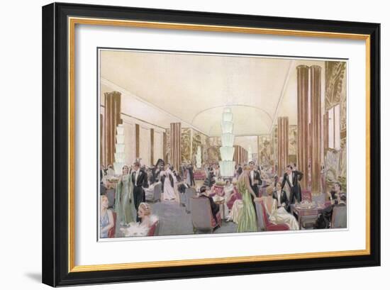 Le Grand Salon of the Luxurious French Liner Ss Normandie-null-Framed Art Print