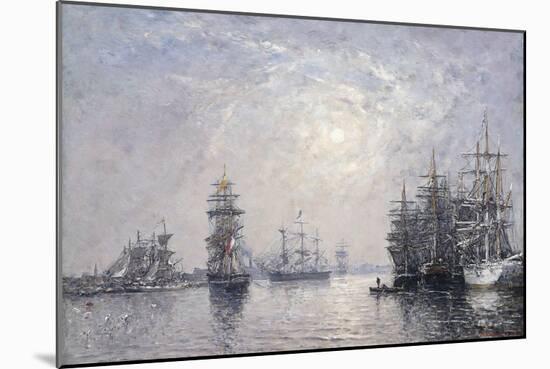 Le Havre, Eure Basin, Sailing Boats at Anchor, Sunset; Le Havre, Bassin De L'Eure, Voiliers a…-Eugène Boudin-Mounted Giclee Print