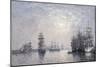 Le Havre, Eure Basin, Sailing Boats at Anchor, Sunset; Le Havre, Bassin De L'Eure, Voiliers a…-Eugène Boudin-Mounted Giclee Print