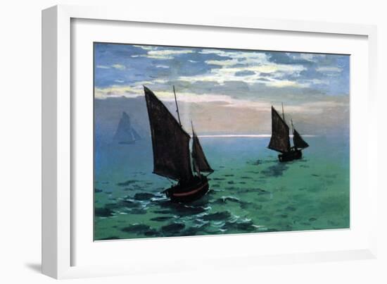 Le Havre - Exit The Fishing Boats From The Port-Claude Monet-Framed Art Print
