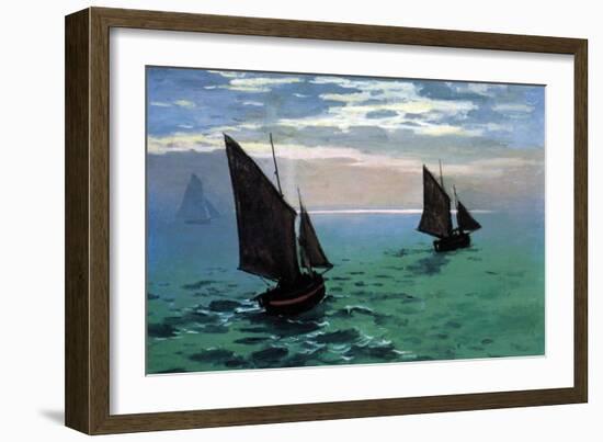 Le Havre - Exit the Fishing Boats from the Port-Claude Monet-Framed Premium Giclee Print