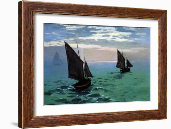 Le Havre - Exit the Fishing Boats from the Port-Claude Monet-Framed Premium Giclee Print