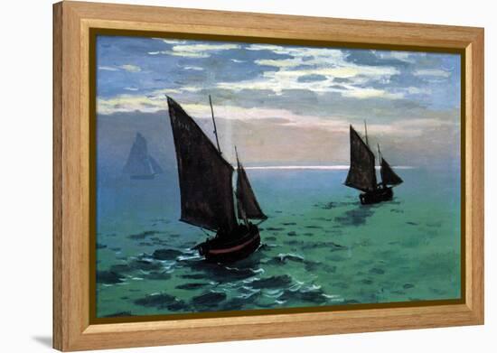 Le Havre - Exit the Fishing Boats from the Port-Claude Monet-Framed Stretched Canvas