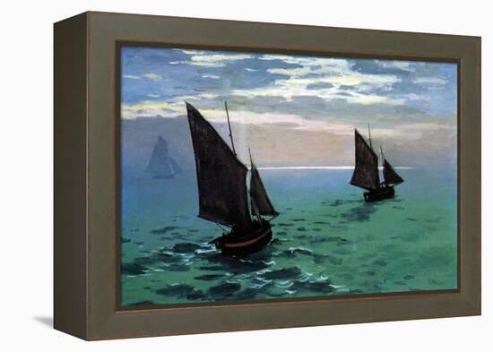 Le Havre - Exit the Fishing Boats from the Port-Claude Monet-Framed Stretched Canvas