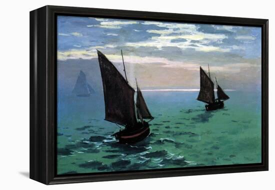 Le Havre - Exit the Fishing Boats from the Port-Claude Monet-Framed Stretched Canvas