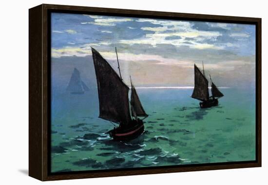 Le Havre - Exit the Fishing Boats from the Port-Claude Monet-Framed Stretched Canvas