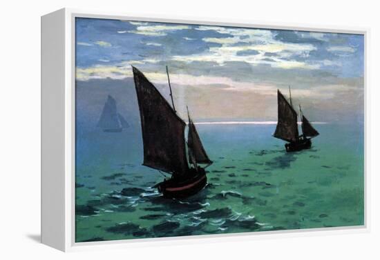 Le Havre - Exit the Fishing Boats from the Port-Claude Monet-Framed Stretched Canvas