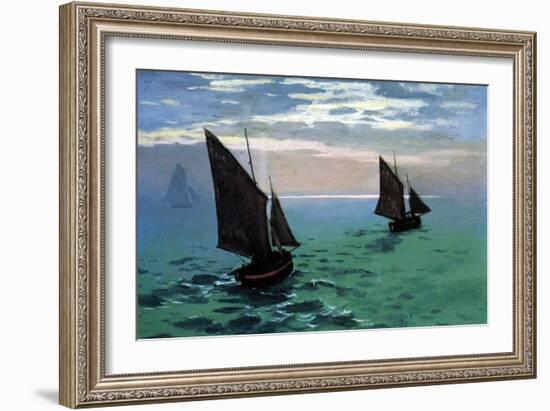 Le Havre - Exit the Fishing Boats from the Port-Claude Monet-Framed Art Print