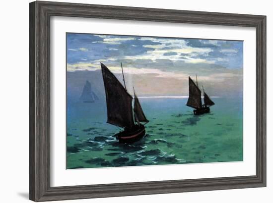 Le Havre - Exit the Fishing Boats from the Port-Claude Monet-Framed Art Print