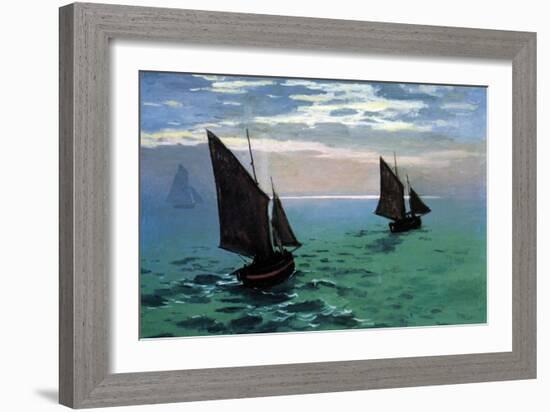 Le Havre - Exit the Fishing Boats from the Port-Claude Monet-Framed Art Print