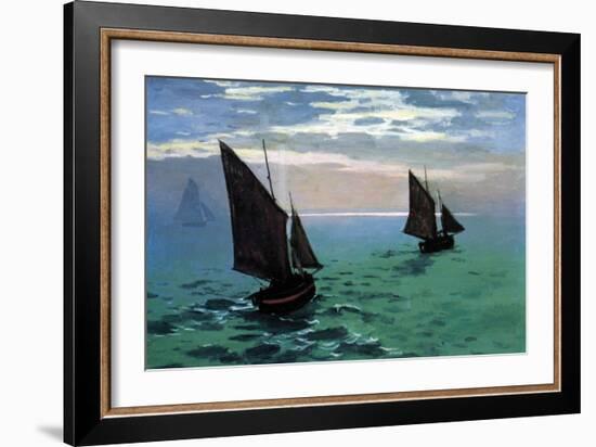 Le Havre - Exit the Fishing Boats from the Port-Claude Monet-Framed Art Print