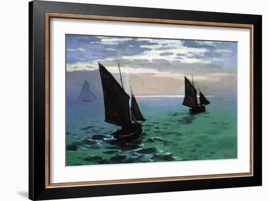 Le Havre - Exit The Fishing Boats From The Port-Claude Monet-Framed Art Print