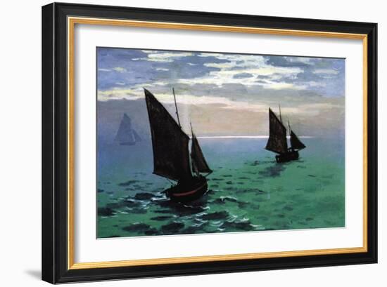 Le Havre - Exit The Fishing Boats From The Port-Claude Monet-Framed Art Print