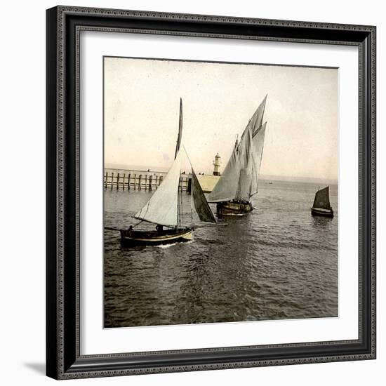 Le Havre (Seine-Maritime, France), Boat Entering the Port, 1903-Leon, Levy et Fils-Framed Photographic Print