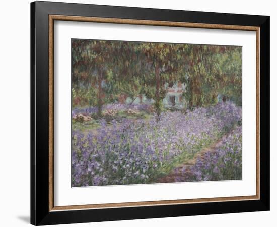 Le jardin de l'artiste à Giverny-Claude Monet-Framed Giclee Print