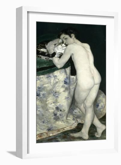 Le jeune garçon au chat-Pierre-Auguste Renoir-Framed Giclee Print