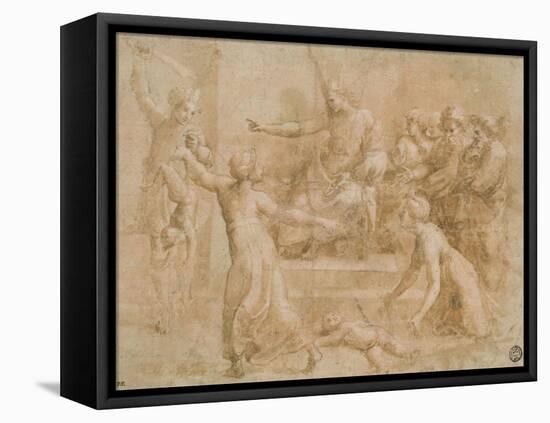 Le jugement de Salomon-Raffaello Sanzio-Framed Premier Image Canvas