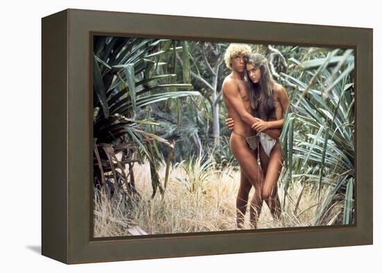 Le Lagon Bleu THE BLUE LAGOON by RandalKleiser with Christopher Atkins, Brooke Shields, 1980 (photo-null-Framed Stretched Canvas