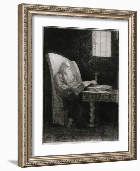 Le liseur : vieillard barbu assis-Odilon Redon-Framed Giclee Print