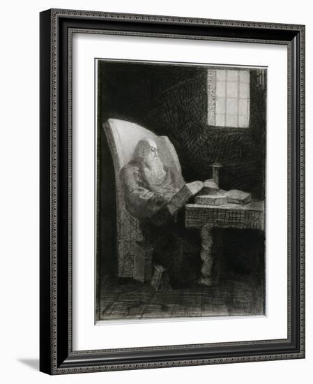 Le liseur : vieillard barbu assis-Odilon Redon-Framed Giclee Print