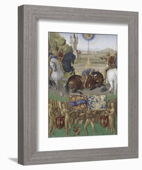 Le Livre d'Heures d'Etienne Chevalier : Les Suffrages des Saints, Saint Paul sur le chemin de Damas-Jean Fouquet-Framed Giclee Print