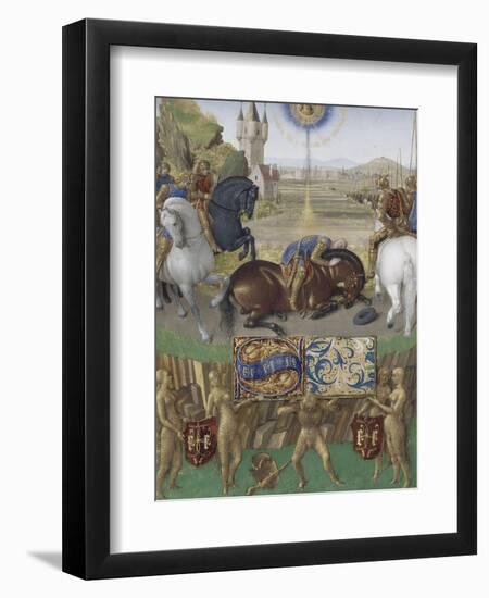 Le Livre d'Heures d'Etienne Chevalier : Les Suffrages des Saints, Saint Paul sur le chemin de Damas-Jean Fouquet-Framed Giclee Print