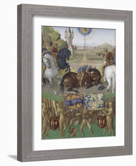 Le Livre d'Heures d'Etienne Chevalier : Les Suffrages des Saints, Saint Paul sur le chemin de Damas-Jean Fouquet-Framed Giclee Print