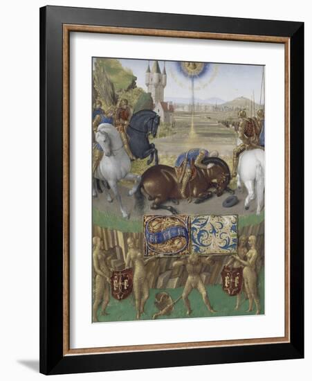 Le Livre d'Heures d'Etienne Chevalier : Les Suffrages des Saints, Saint Paul sur le chemin de Damas-Jean Fouquet-Framed Giclee Print