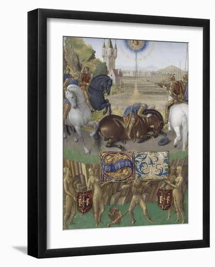 Le Livre d'Heures d'Etienne Chevalier : Les Suffrages des Saints, Saint Paul sur le chemin de Damas-Jean Fouquet-Framed Giclee Print