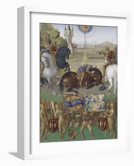 Le Livre d'Heures d'Etienne Chevalier : Les Suffrages des Saints, Saint Paul sur le chemin de Damas-Jean Fouquet-Framed Giclee Print