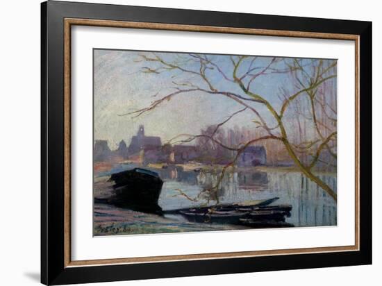 Le Loing, Gelée Blanche, 1889 (Oil on Canvas)-Alfred Sisley-Framed Giclee Print