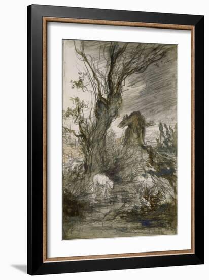 Le Loup et l'Agneau. Esquisse pour les "Fables de La Fontaine"-Gustave Moreau-Framed Giclee Print