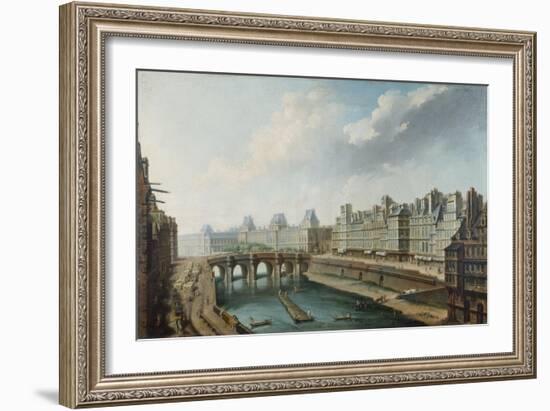 Le Louvre, le Pont-Neuf et le quai des Orfèvres, vu du quai des Grands-Augustins-Nicolas Jean Baptiste Raguenet-Framed Giclee Print