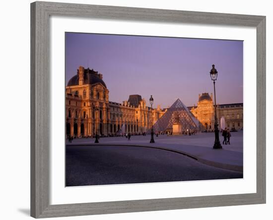 Le Louvre Museum and Glass Pyramids, Paris, France-David Barnes-Framed Photographic Print