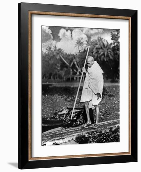 Le Mahatma Mohandas Karamchand Gandhi (1869-1948) During Salt March in 1930-null-Framed Photo