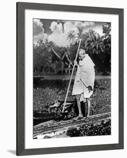 Le Mahatma Mohandas Karamchand Gandhi (1869-1948) During Salt March in 1930-null-Framed Photo