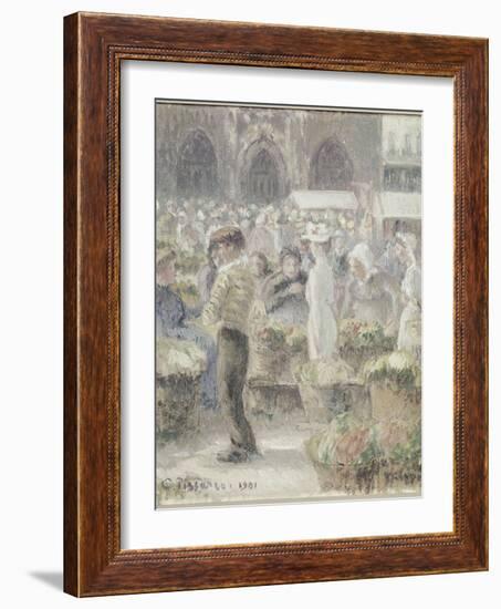 Le march? Dieppe-Camille Pissarro-Framed Giclee Print