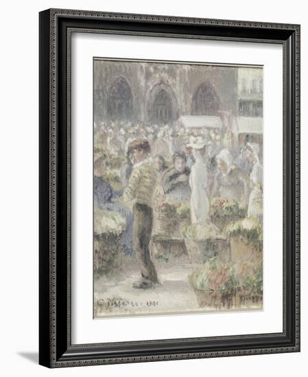 Le march? Dieppe-Camille Pissarro-Framed Giclee Print