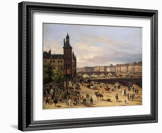 Le Marché aux fleurs, la Tour de l'Horloge, le Pont au Change et le Pont-Neuf-Giuseppe Canella-Framed Giclee Print