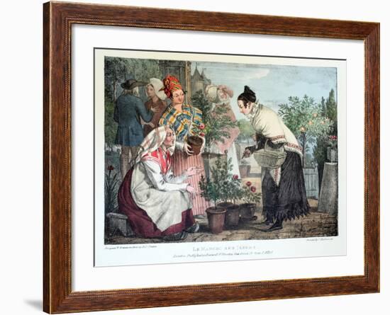 Le Marche Aux Fleurs, Published by Rodwell and Martin, 1820-John James Chalon-Framed Giclee Print